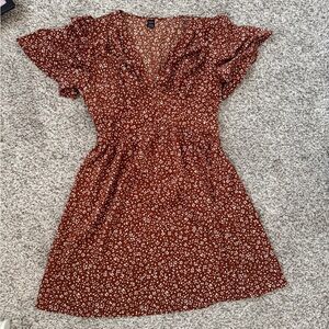 SHEIN Rust Floral Mini Dress